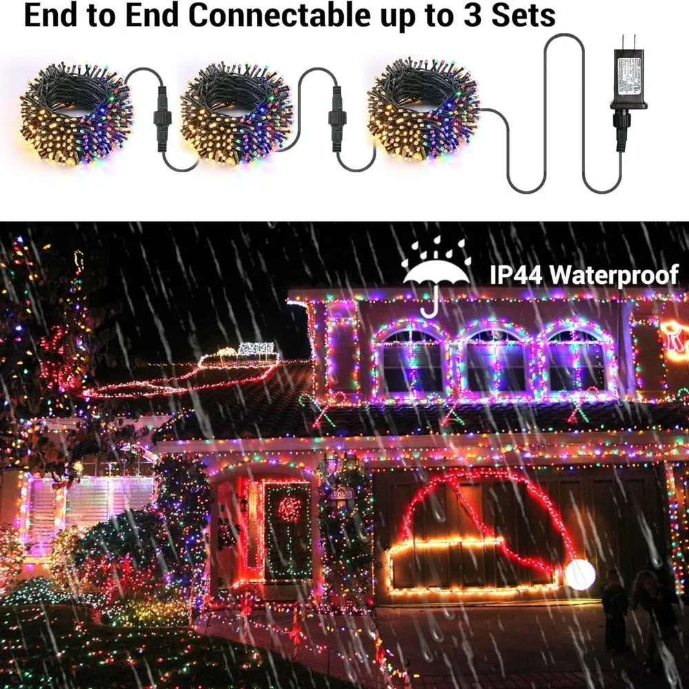 Christmas Lights, 65.67ft 200 LED Color Changing Tree Lights 11-Function Warm Wh